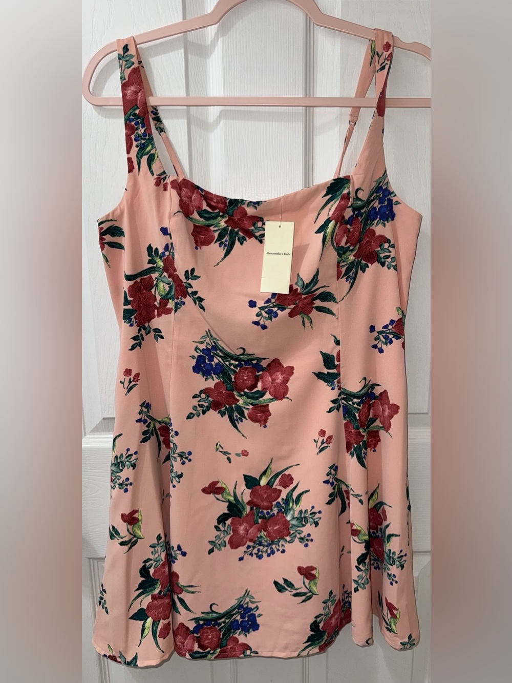 NWT Abercrombie & Fitch Pink Floral Fit & Flare Mini Dress Size LP